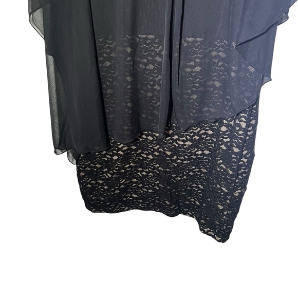Enfocus Women Black Lace Dress With Attached Shawl Size 14W - Picture 6 of 10
